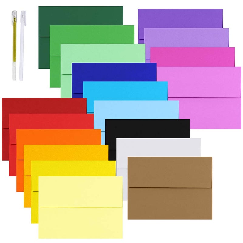 Supla 95 Pcs 19 Colors A6 Invitation Envelopes - Peel & Seal Self Seal 4 3/4 x 6 1/2 Blank Square Flap Announcements Envelopes - Stationery for Holiday Greeting Cards & Mailing - Image 1